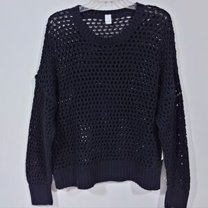 Old Navy Black Open Knit Cotton Sweater XL NWT
